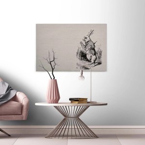 Bricoflor Leinwandbild mit gezeichnetem Hasen im Industrial Style, Schwarz-Weiß Wandbild für Schlafzimmer.