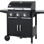 Schwarzer tepro Gasgrill Mayfield mit 3 Brennern, Seitentischen und Unterschrank.