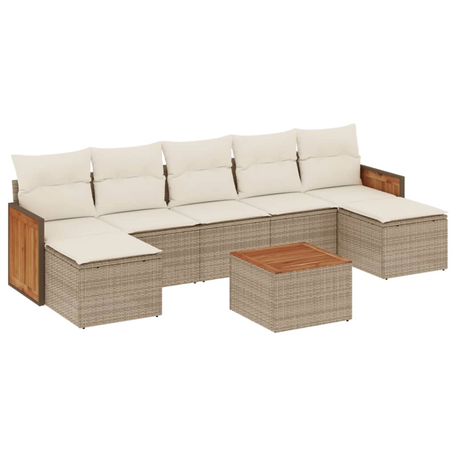 vidaXL 8-Tlg Garten-Sofagarnitur mit Kissen Beige Poly Rattan 3260322 günstig online kaufen