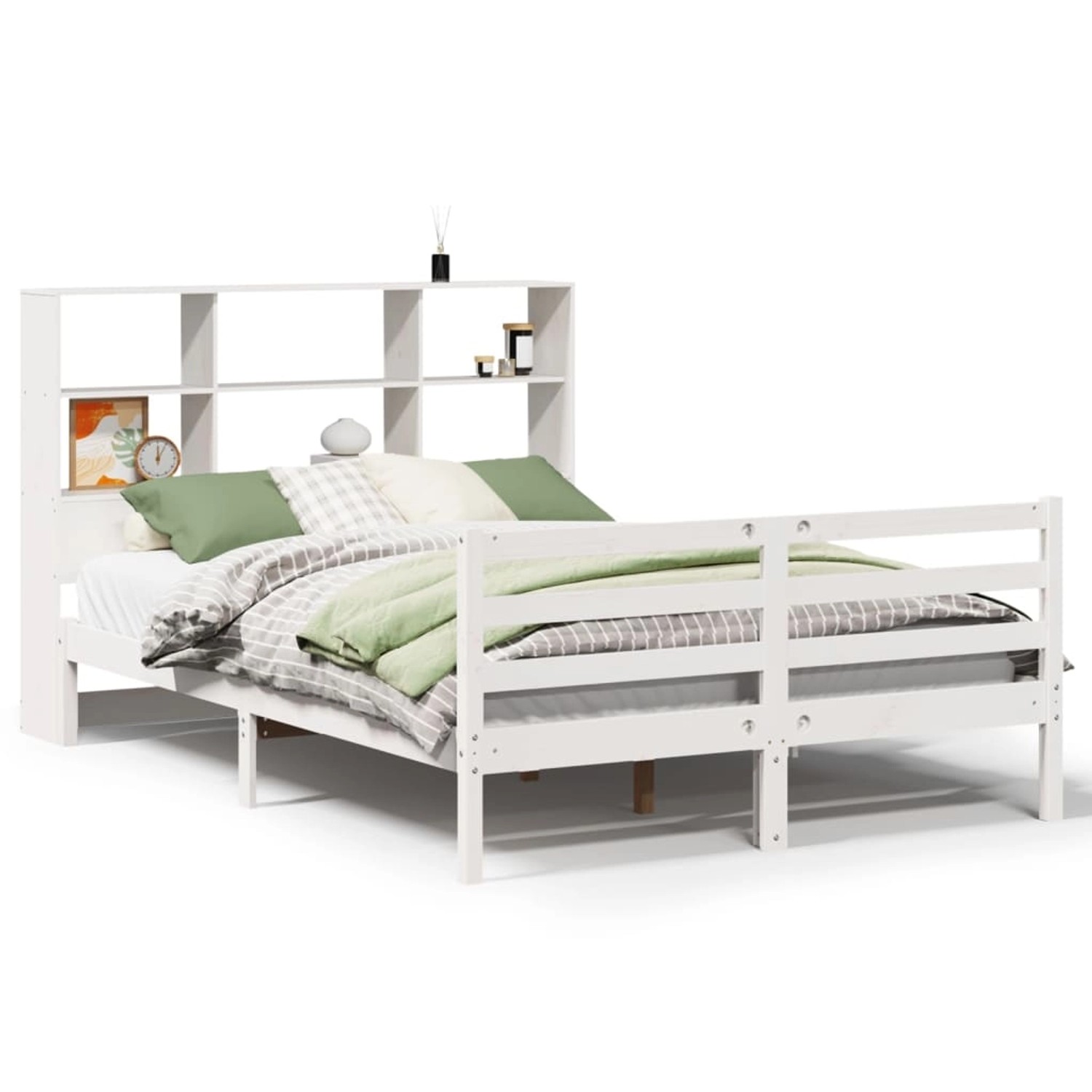 vidaXL Massivholzbett mit Regal ohne Matratze Weiß 120x190 cm Kiefer 332188 günstig online kaufen