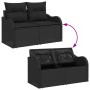 vidaXL Garten-Sofa-Set, 7-teilig, schwarz, Poly Rattan, mit Stauraum unter den Sitzen.