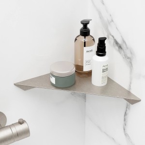 Eck-Duschregal Schulte in Edelstahloptik, zur Klebemontage im Bad.