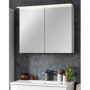 Fackelmann Spiegelschrank B.Perfekt, 80 cm, weiß, mit Softclose-Türen und Aufsatzleuchte.