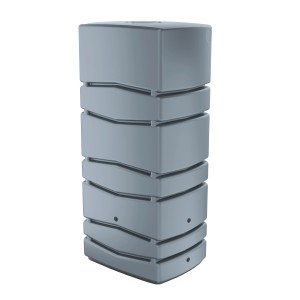 Graue Waterform Regentonne Aqua Tower, 650 l, eckig, mit Deckel. Regenspeicher für Garten und Außenbereich.