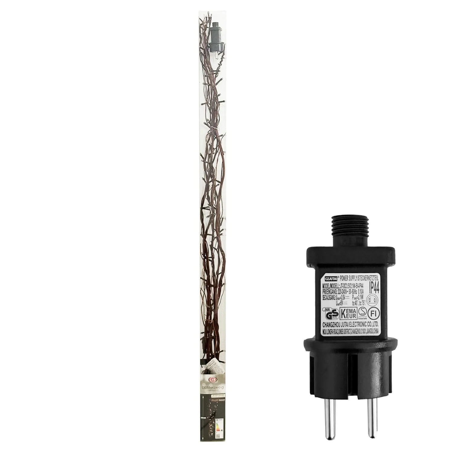 Mojawo Lichterzweige, braun, mit 80 warmweißen LEDs und Netzteil. Weihnachtsbeleuchtung für Innen.