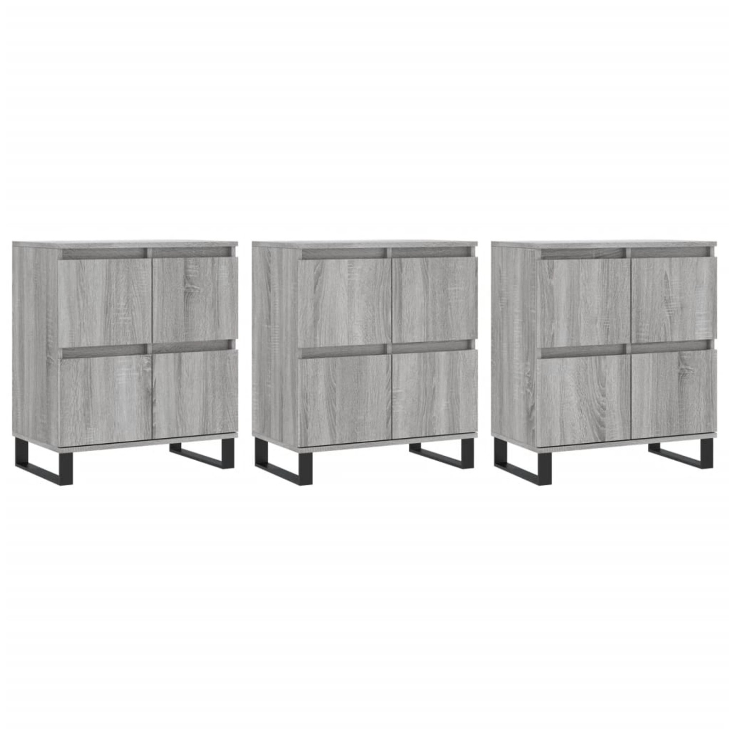 vidaXL Sideboards 3 Stk Grau Sonoma Holzwerkstoff 3190211 günstig online kaufen
