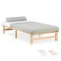 Homestyle4u Palettenbett 90x200 mit Matratze, Kiefernholz natur. Einzelbett mit Lattenrost und Matratze.