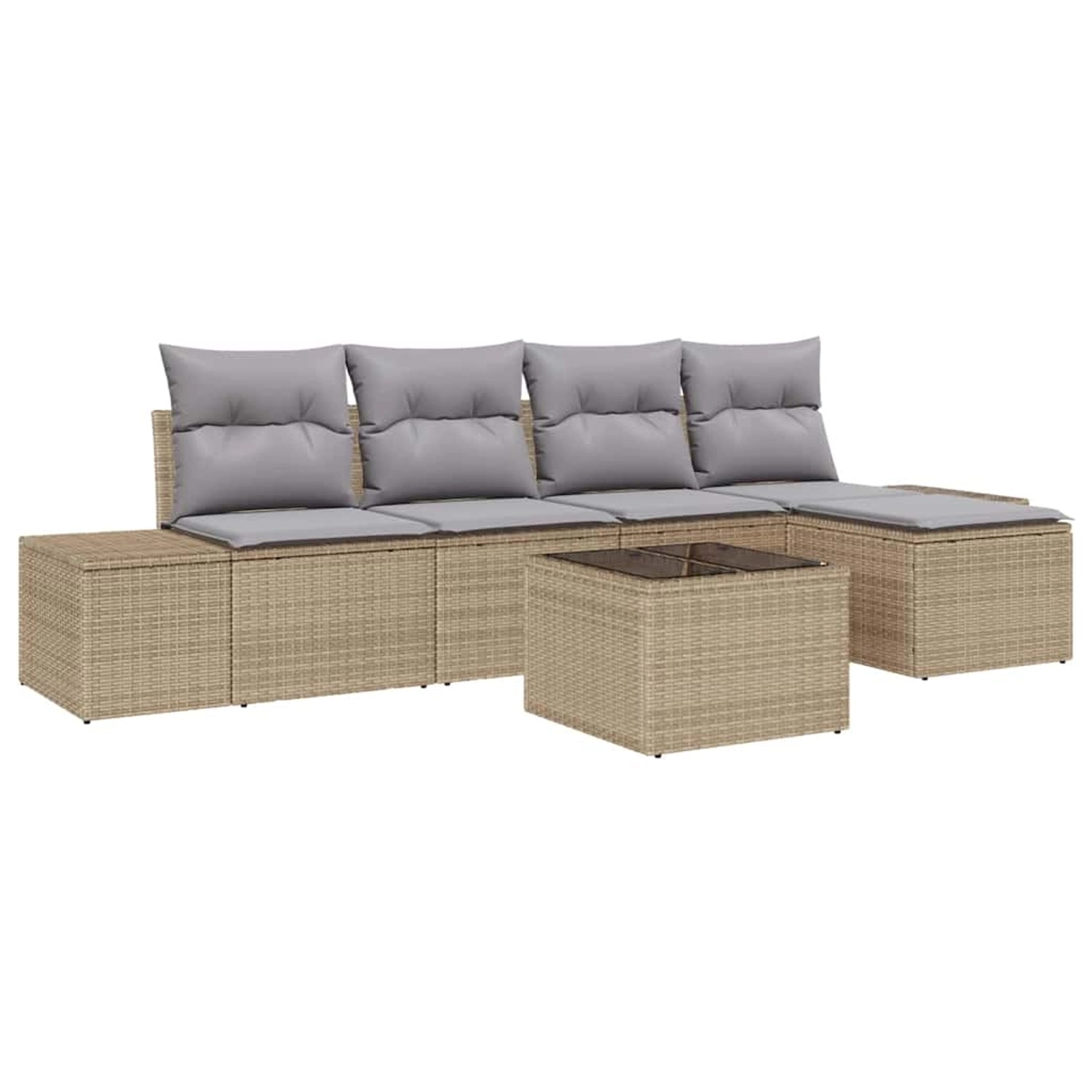vidaXL 6-Teiliges Garten-Sofa-Set mit Kissen Schwarz Poly Rattan 3347030 günstig online kaufen