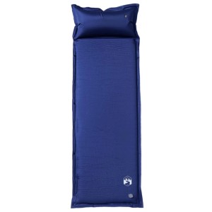 Marineblaue, selbstaufblasende Isomatte mit integriertem Kissen für Camping & Outdoor.