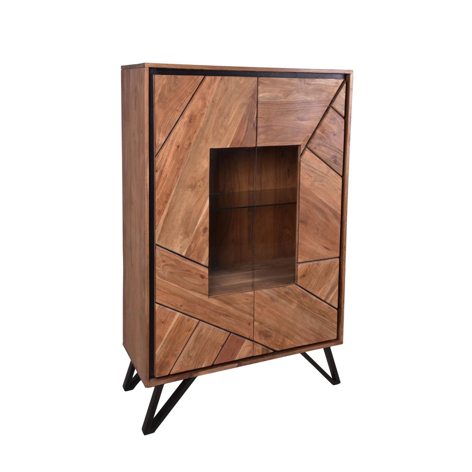 DELUKE Highboard EBBA Akazie Akazienbraun 150x40x96cm Kommode Wohnzimmer Sideboard Flur Schlafzimmer