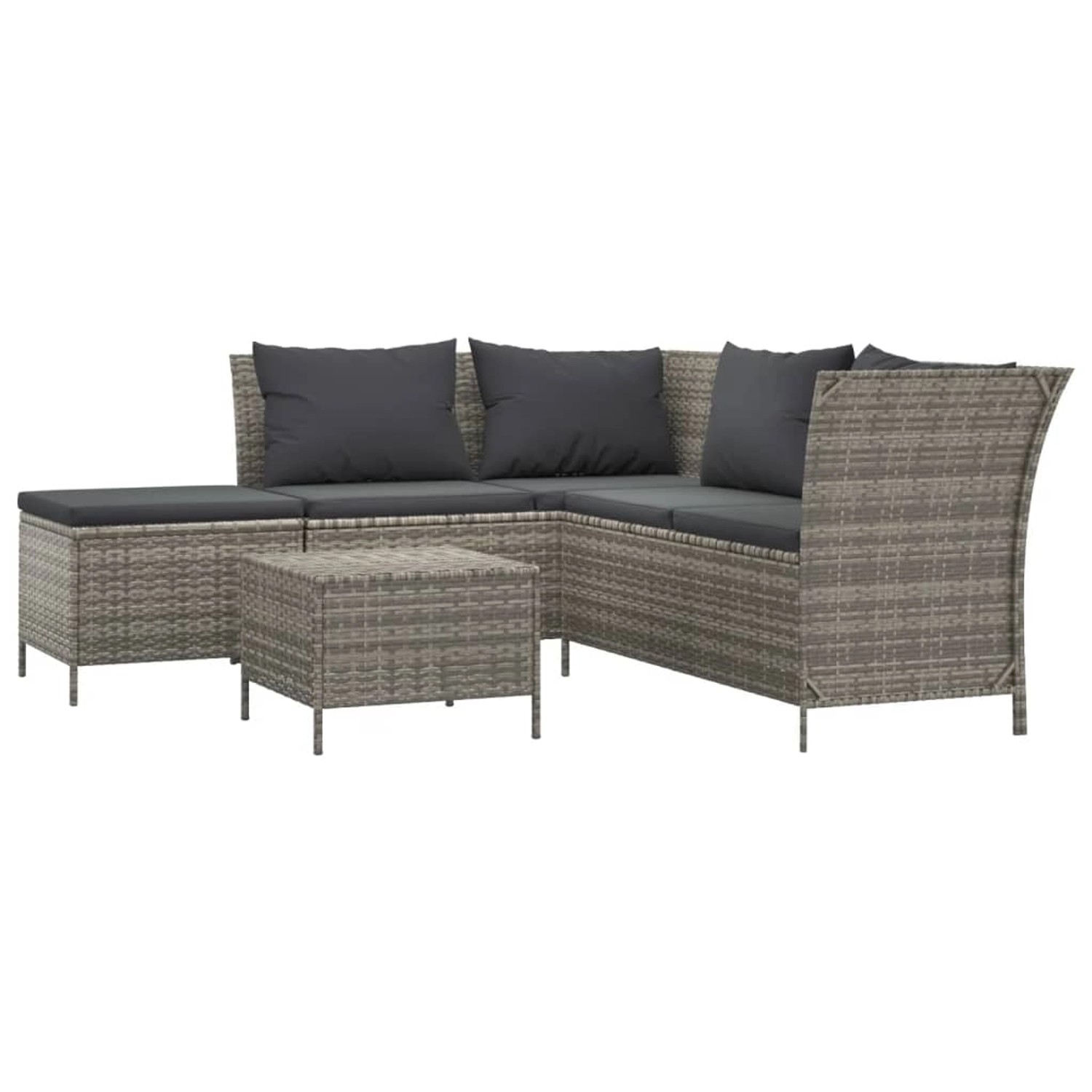 vidaXL 4-tlg Garten-Lounge-Set mit Kissen Grau Poly Rattan Modell 11 günstig online kaufen