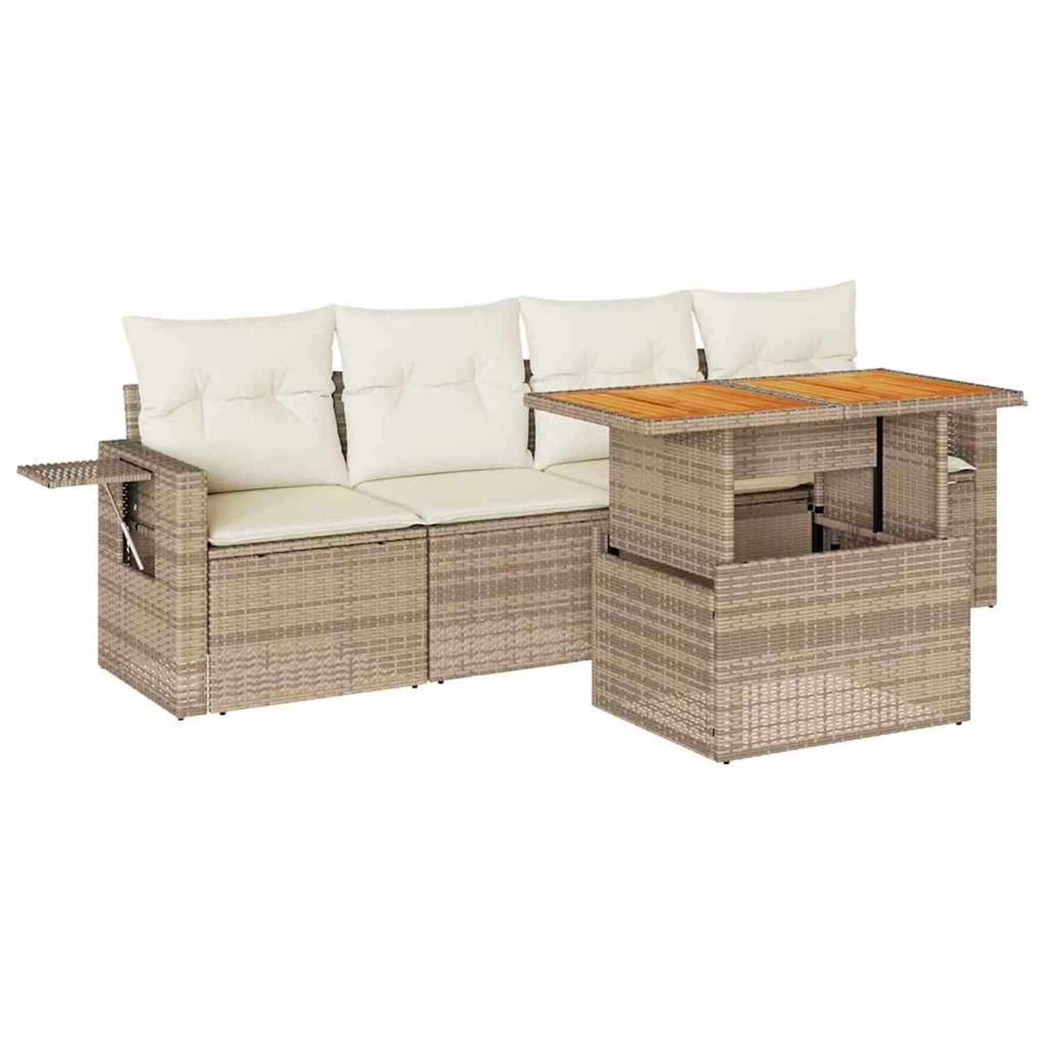 vidaXL 5-Tlg Garten-Sofagarnitur mit Kissen Beige Poly Rattan 3327096 günstig online kaufen