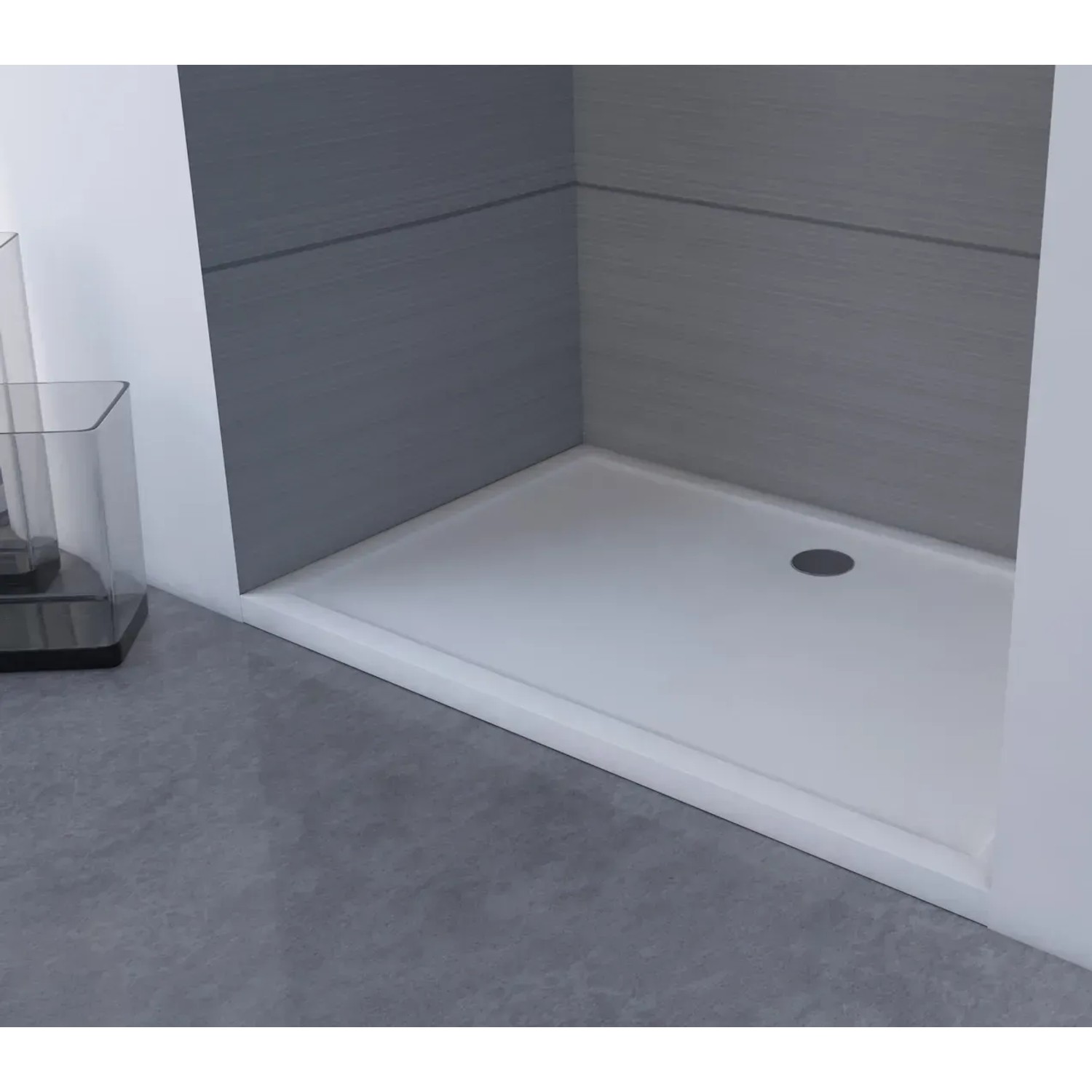 Weiße Aurlane Duschtasse Pure, 140x90 cm, barrierearm, aus Acryl.