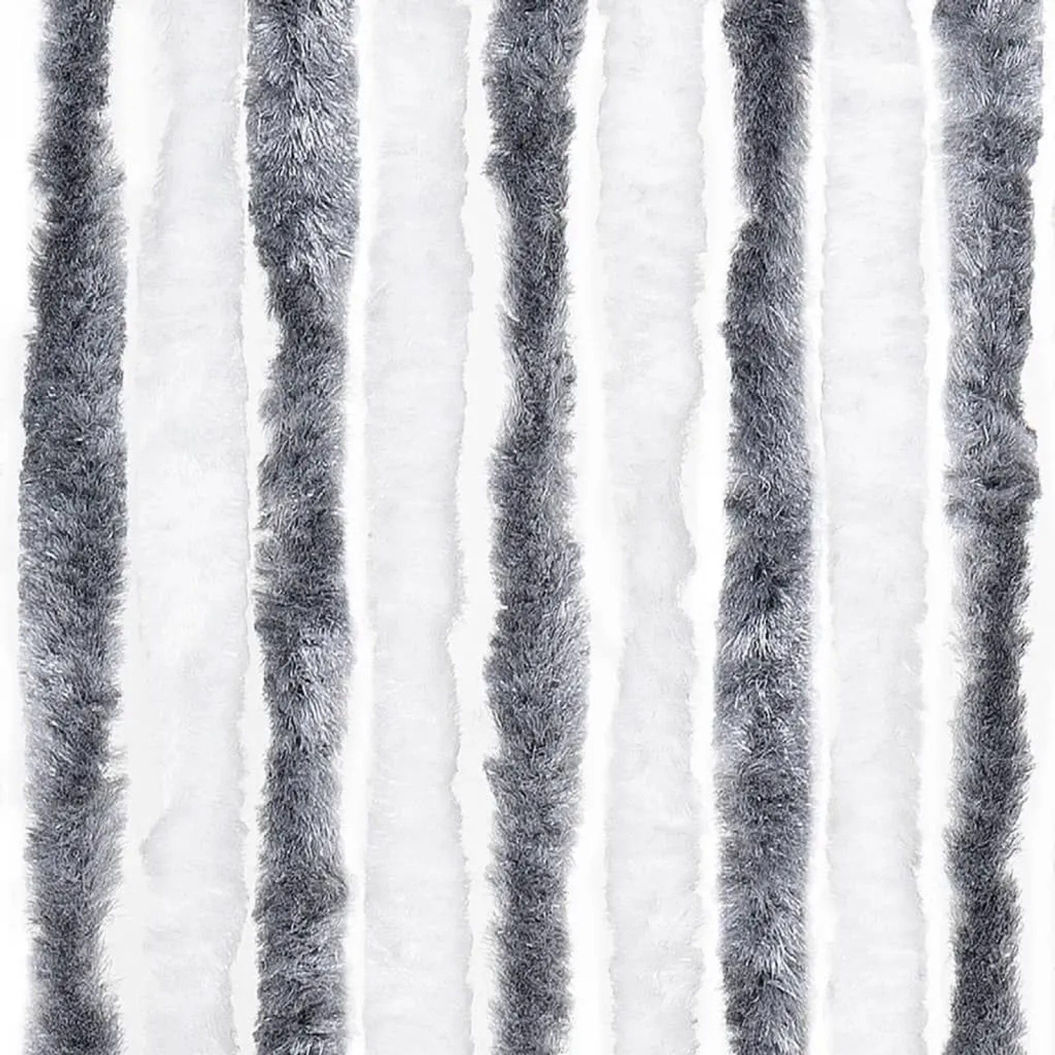 Grau-weißer Insektenschutz-Vorhang aus Chenille, 90x200 cm, für Fenster und Türen.