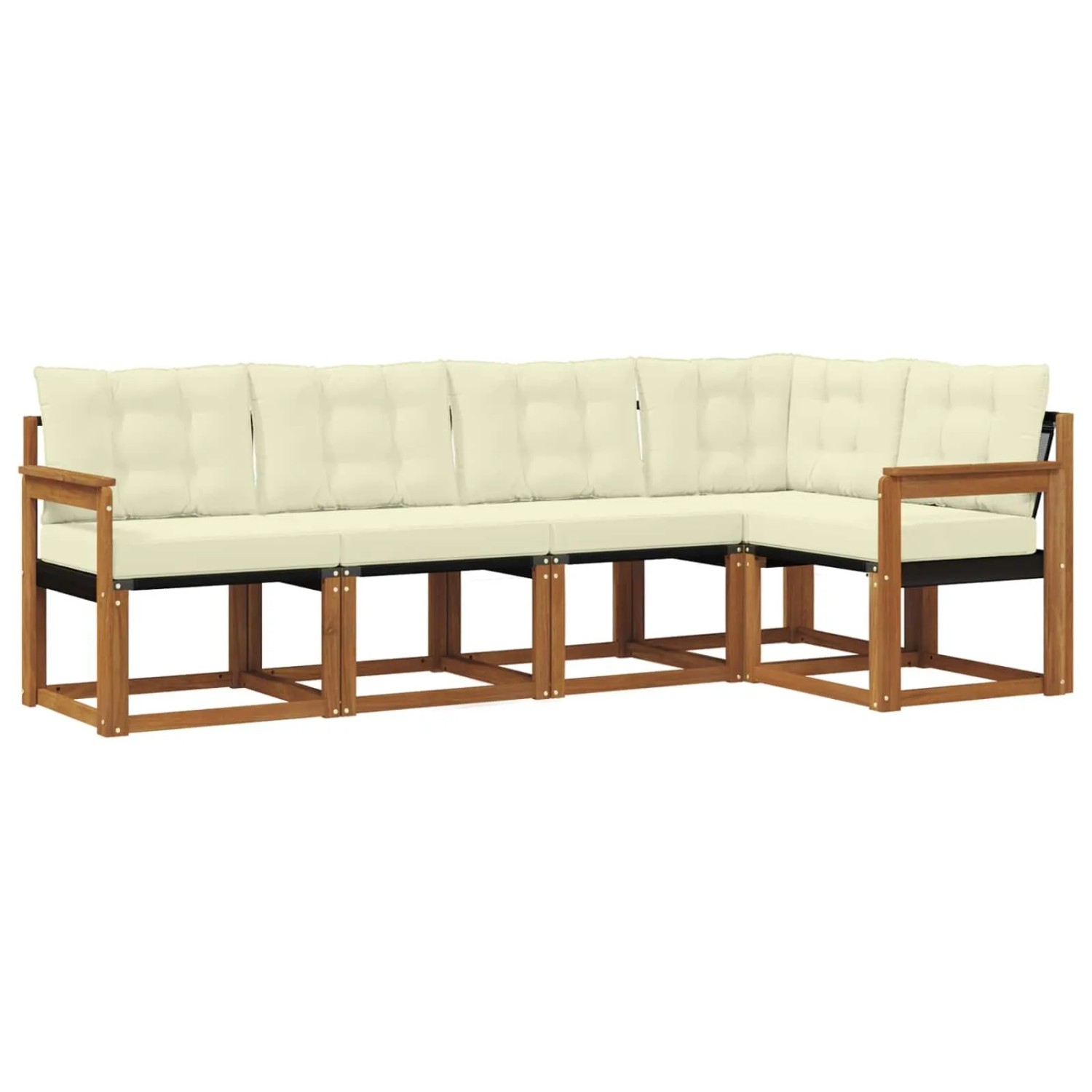vidaXL Outdoor-Sofagarnitur mit Kissen 5-Tlg Natur und Creme 3368657