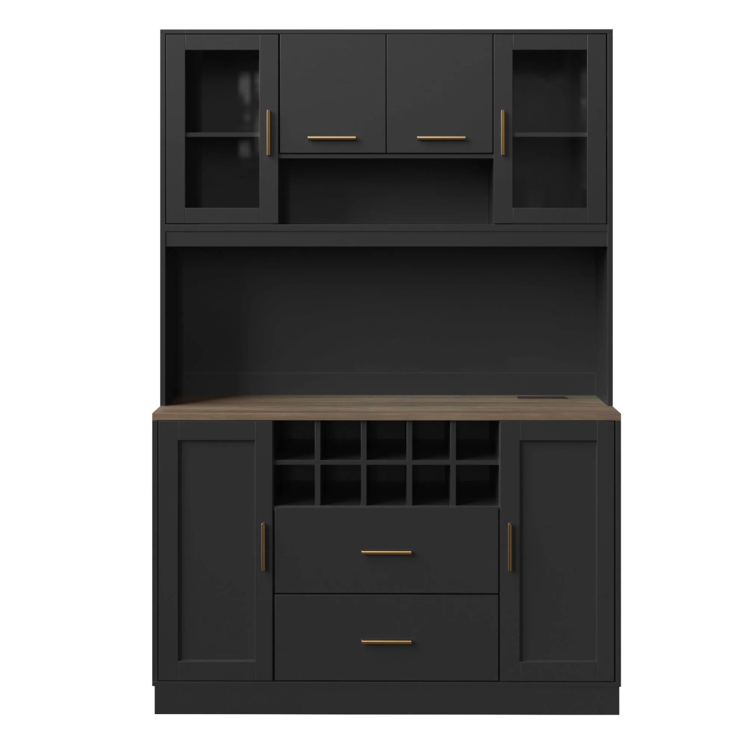 okwish Küchenschrank mit LED-Beleuchtung Küche 120x36x180cm Schwarz