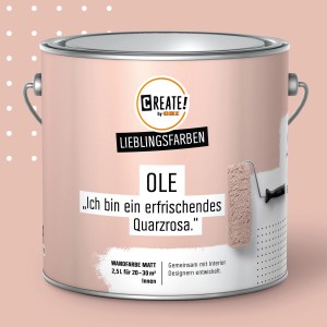 CREATE! by OBI Wandfarbe Ole Quarzrosa, matt, 2,5l. Innenfarbe für bunte Wände.