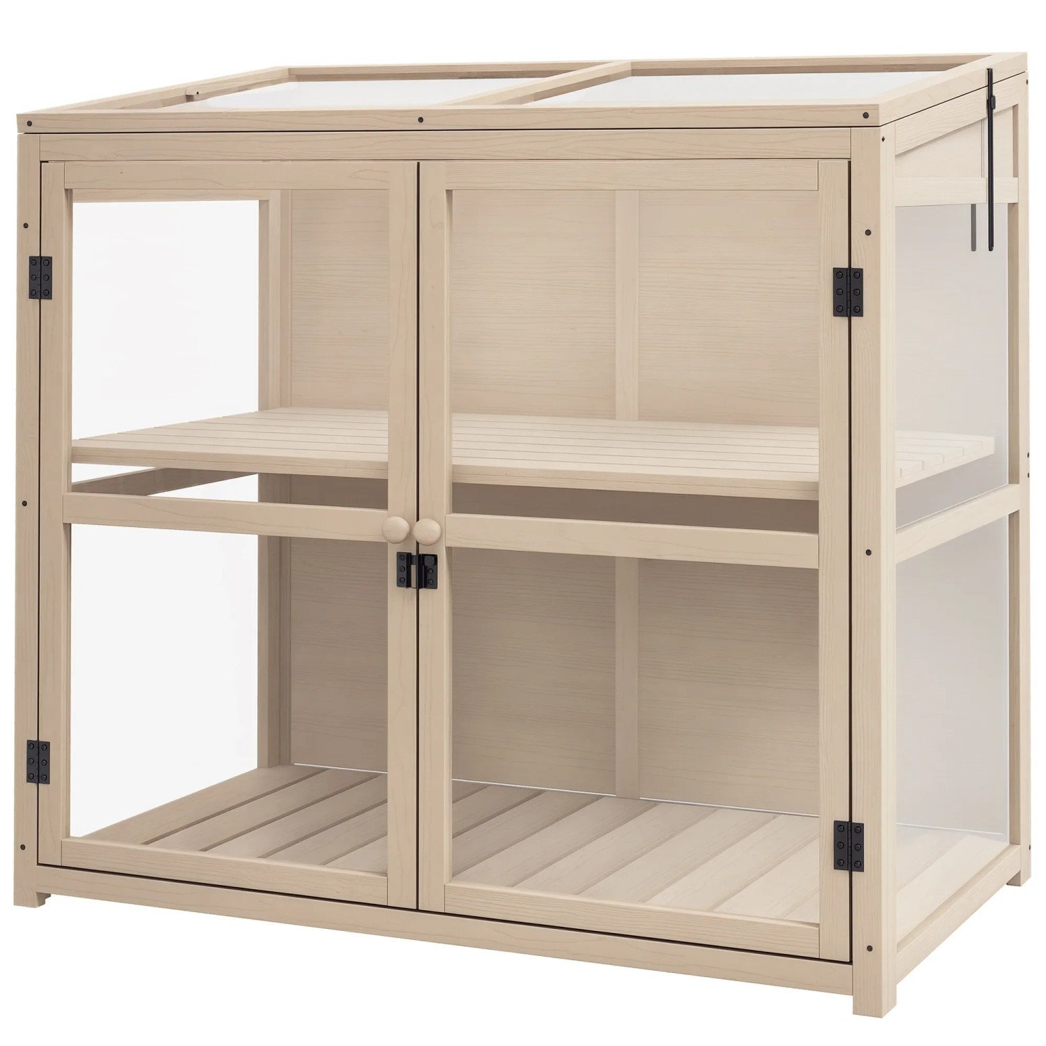 Outsunny Frühbeet aus Holz 2-Stufig mit Dachfenster Natur 103 x 61 x 103 cm