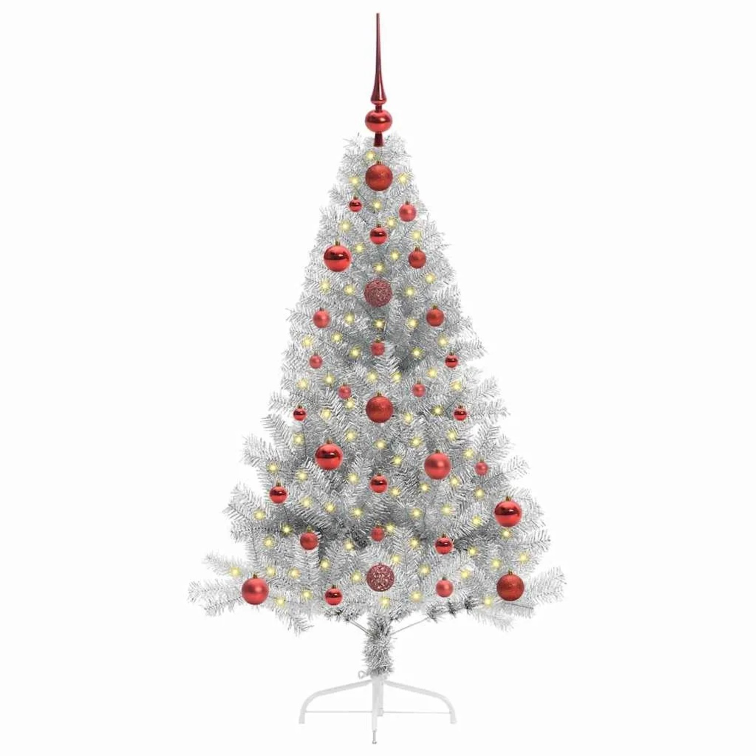 vidaXL Künstlicher Vorbeleuchteter Weihnachtsbaum Silber 120 cm 3397180