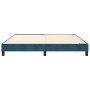 Boxspringbett in Dunkelblau (160x200 cm) mit Samtbezug und Holzlattenrost.