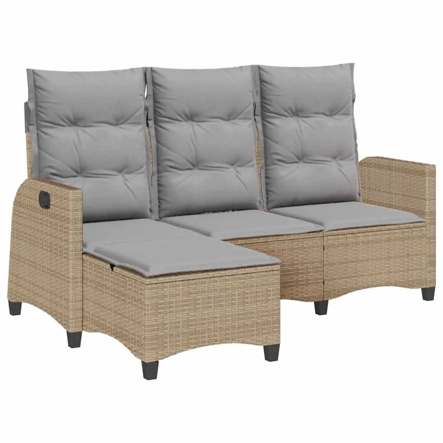 Thumbnail - vidaXL Gartensofa mit Liegefunktion Kissen L-Form Beige Poly Rattan 4108241