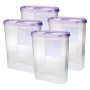 Bestlivings Frischhaltebox Schüttdose, 4er-Pack, 2,8 Liter, lila Deckel, transparente Vorratsdosen.