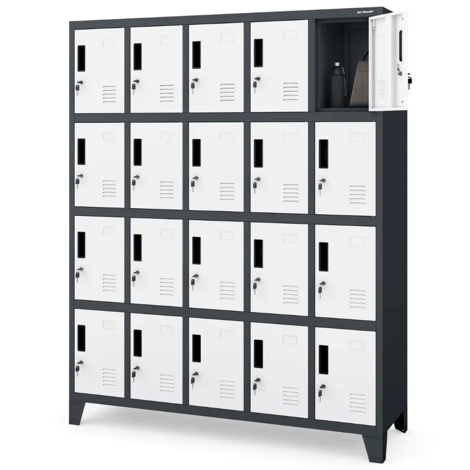 JAN NOWAK Schließfachschrank Spind ROBERT 20 Fächer 172 x 136 x 45 cm Anthrazit-Weiß