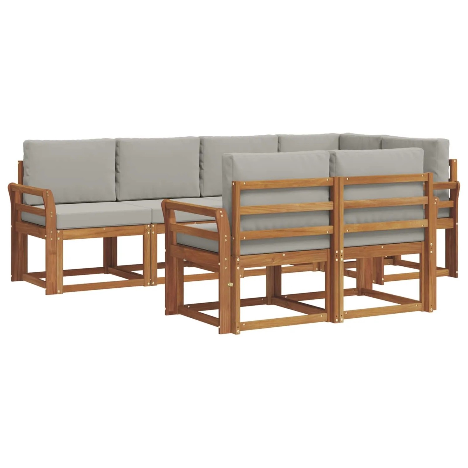 vidaXL Outdoor-Sofagarnitur mit Kissen 7-Tlg Natur und Hellgrau 3366534