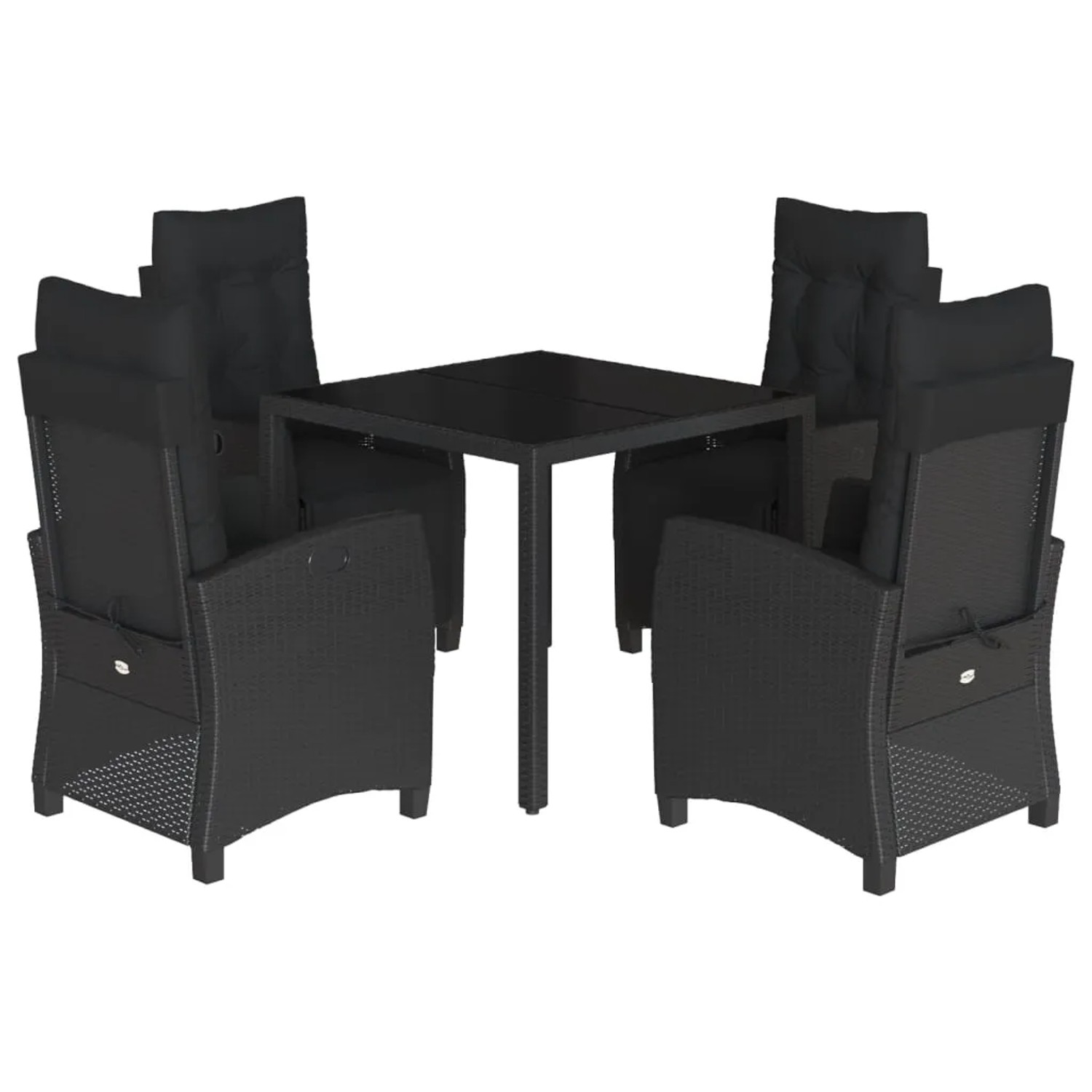 vidaXL 5-Tlg Garten-Essgruppe mit Kissen Schwarz Poly Rattan 3212889