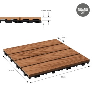 ML-Design WPC Terrassenfliese, 30x30 cm, hellbraun, Holzoptik, 55er Set für 5 m².