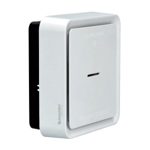 Weißer Schneider Electric Wiser Rauchmelder für die Hausautomation.