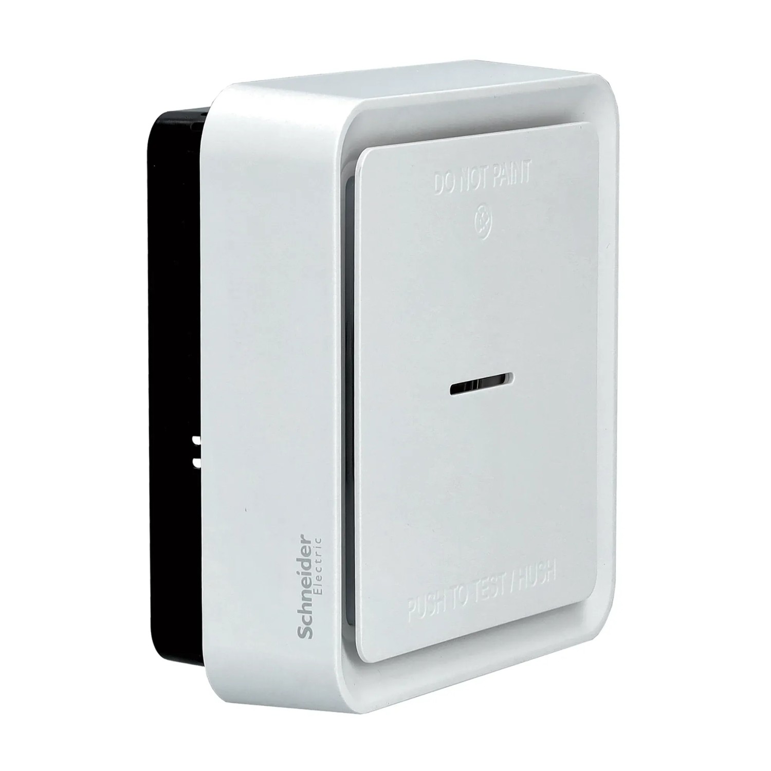 Weißer Schneider Electric Wiser Rauchmelder für die Hausautomation.