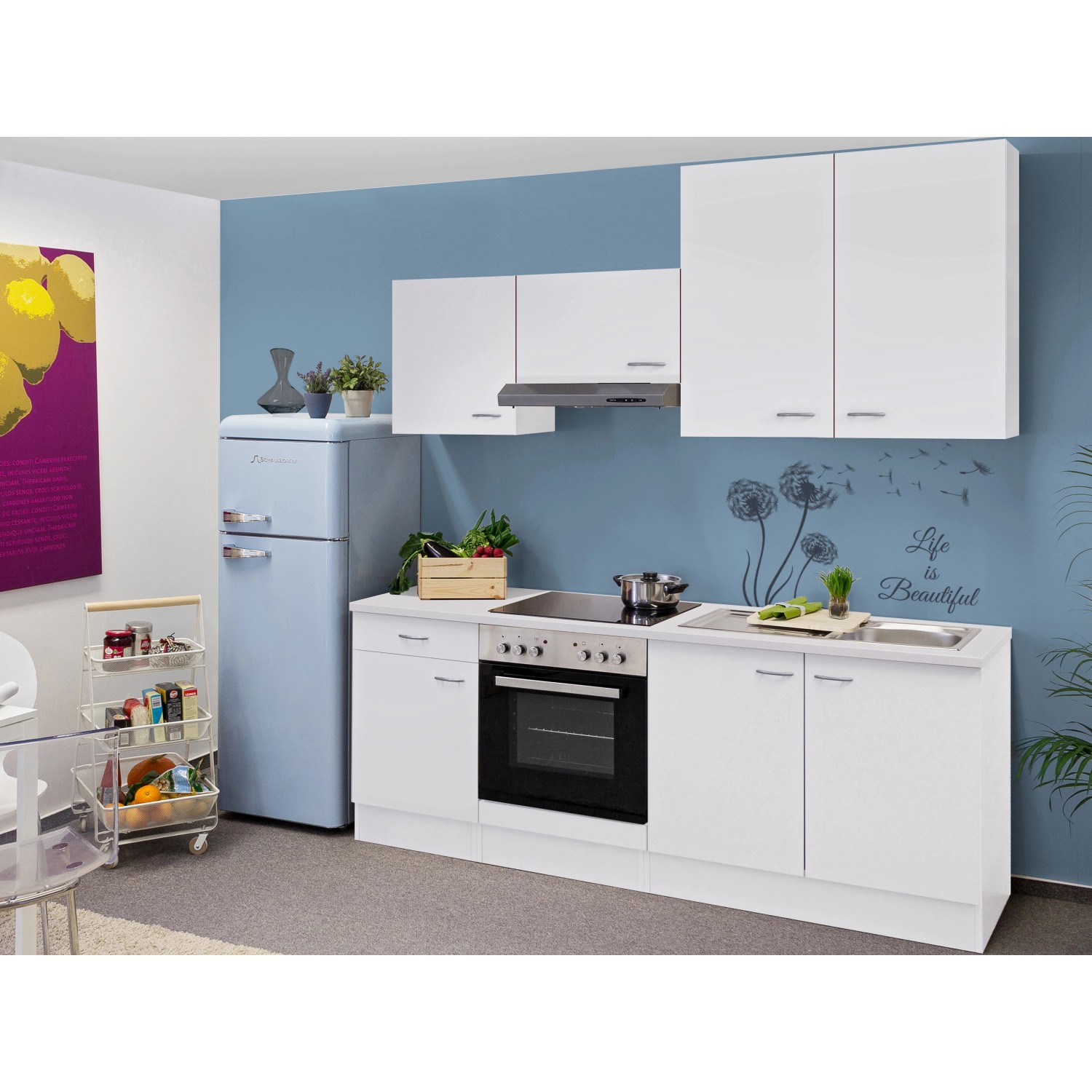 Flex-Well Classic Küchenzeile/Küchenblock Wito 210 cm Weiß