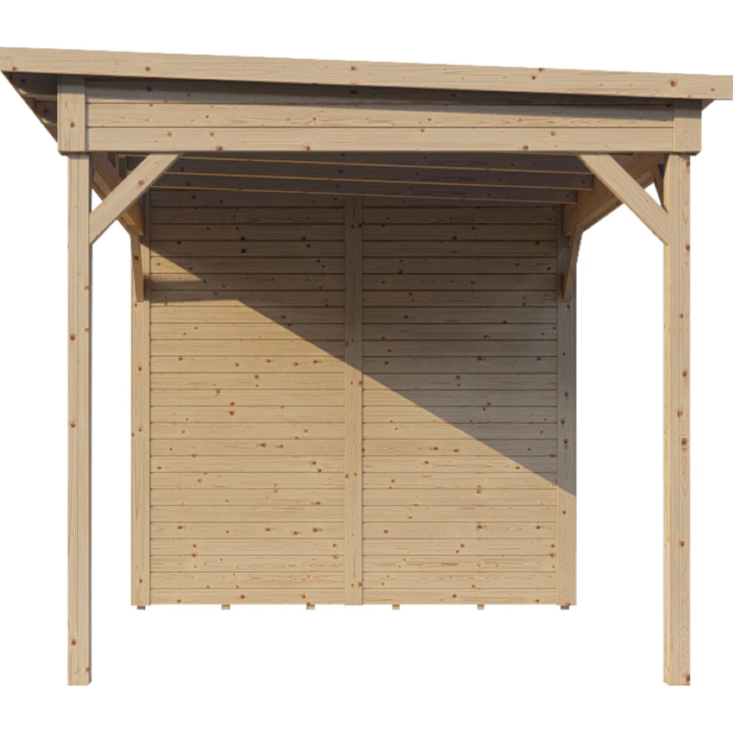 Bertilo Gartenhaus Pentus 3 Lounge aus unbehandeltem Holz mit Anbau.