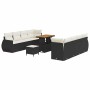 vidaXL Garten-Sofa-Set, 11-teilig, schwarz, Poly Rattan, mit Tisch und Hockern.