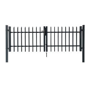 Anthrazitfarbenes Dekor-Doppeltor Porto, 300x100 cm, zum Einbetonieren für den Garten.