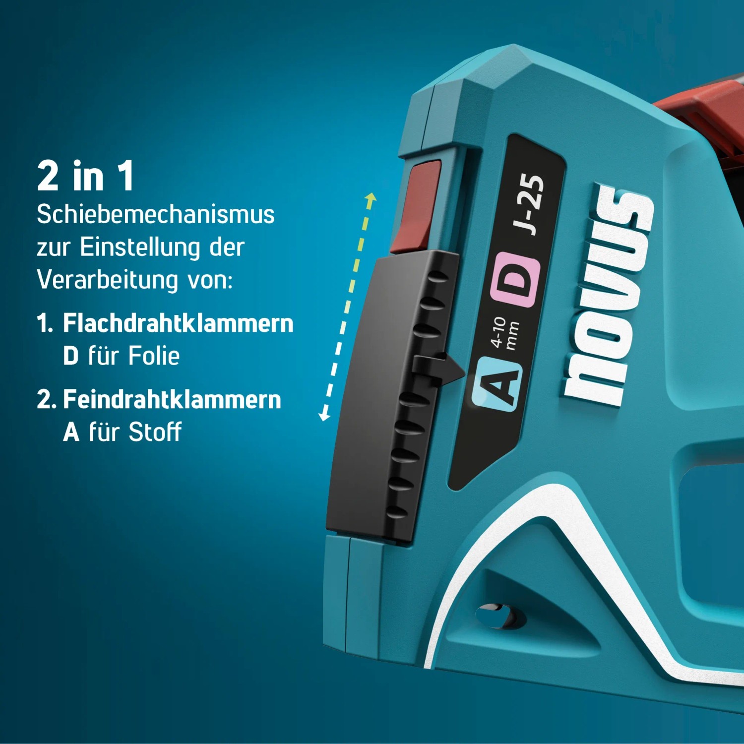 Novus Handtacker J-25: Profi-Tacker für Feindraht- und Flachdrahtklammern (4-10mm).