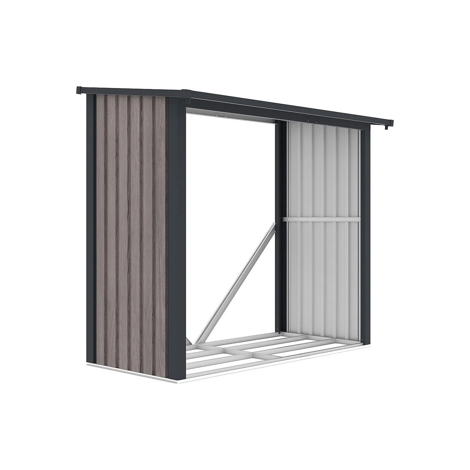 Vente-unique Kaminholzregal Birwood Anthrazitgrau  Naturfarben Dunkel 170 cm