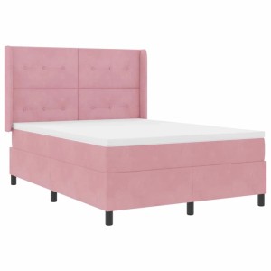 vidaXL Boxspringbett mit LED-Lichtleisten Rosa 140 x 200 cm Samt 3343873