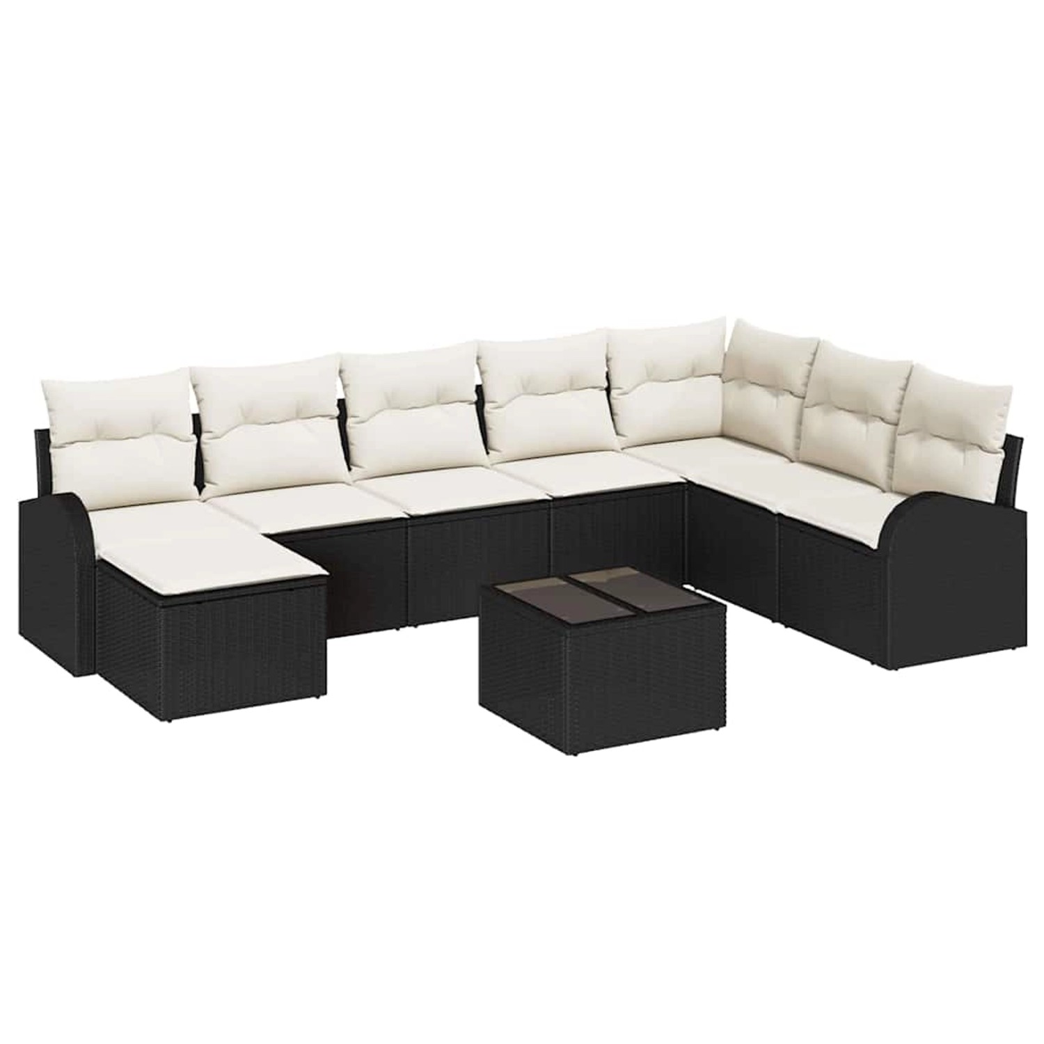 vidaXL Garten-Sofa-Set mit Kissen 9-Tlg Schwarz Weiß Poly Rattan 3354836 günstig online kaufen
