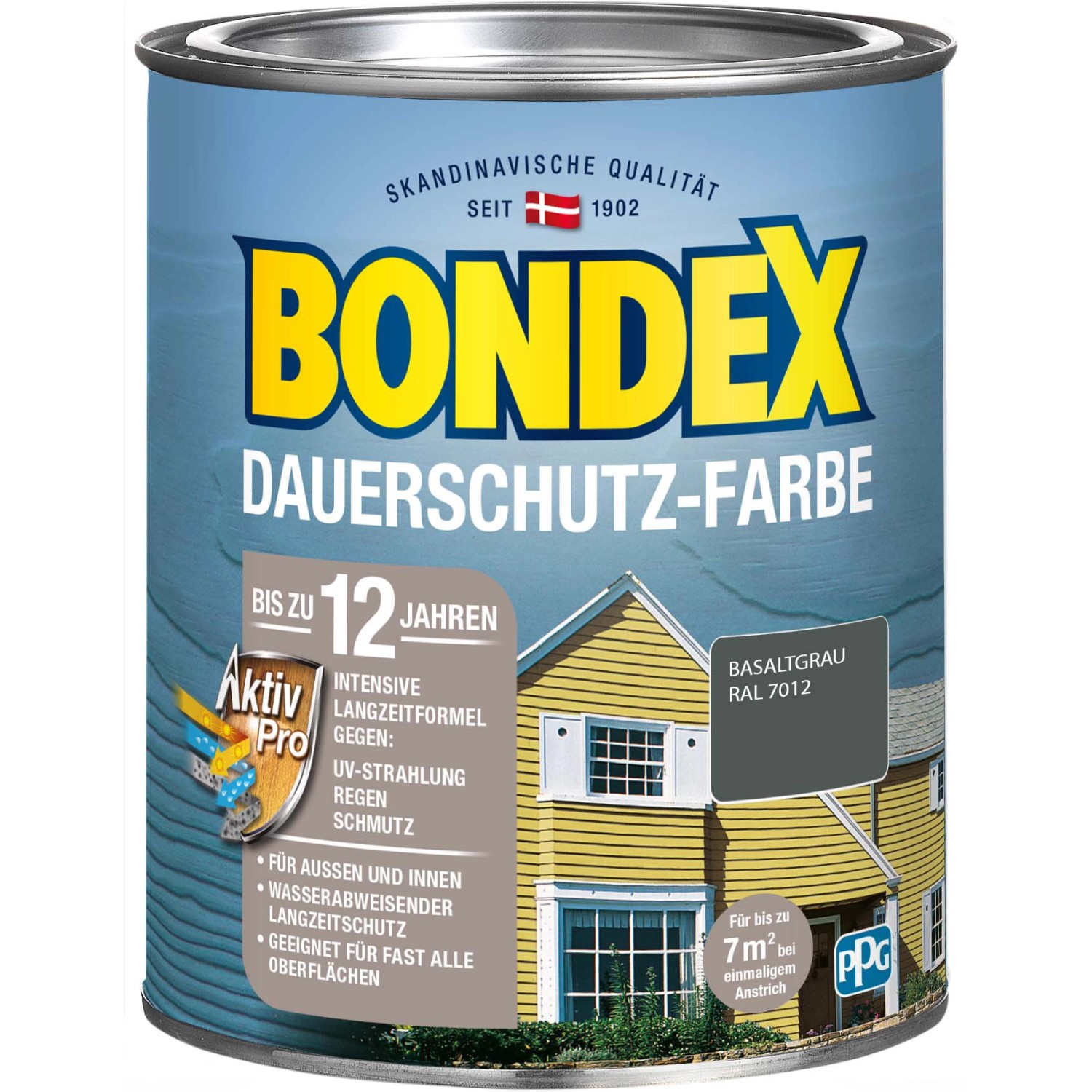 Bondex Dauerschutz-Farbe Basaltgrau Seidenglänzend 750 ml