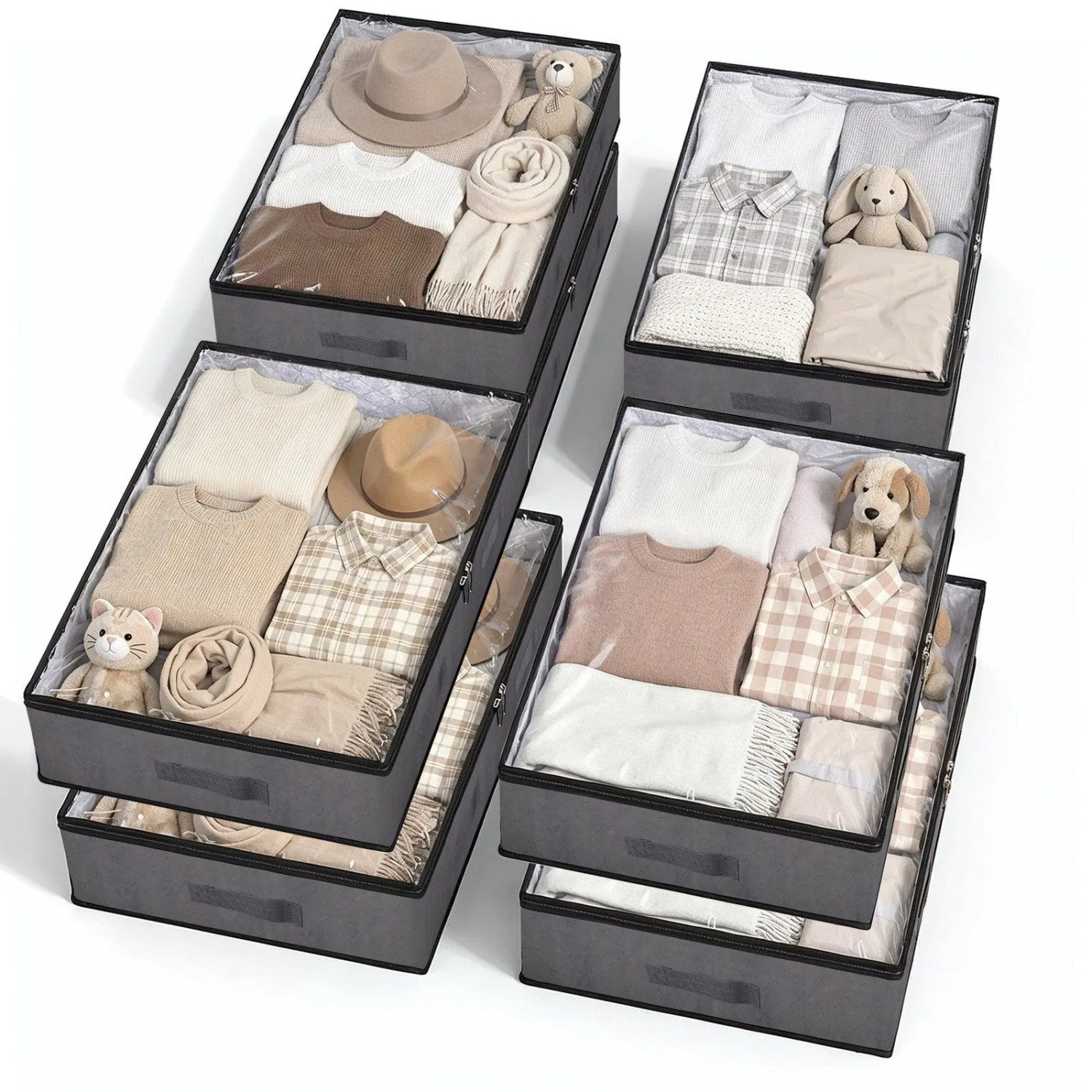 Sekey Unterbettkommode Unterbett Aufbewahrungsbox mit Deckel Transparente Aufbewahrungstasche Organizer für Kleiderschrank Aufbewahrung 90L x 8