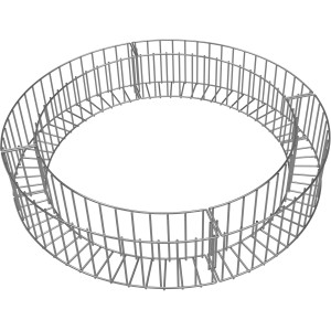 Gebogene Gabionen-Beetabgrenzung aus feuerverzinktem Draht, 75x20x11 cm, zur Beetgestaltung.
