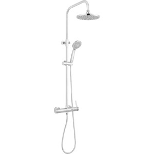 Verchromtes baliv Überkopfbrauseset mit Handbrause und Einhebel-Duscharmatur.