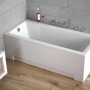 Weiße Bad Land Rechteck-Badewanne MODERN 120x70 aus Acryl mit automatischem Ablauf und Füßen im modernen Bad.