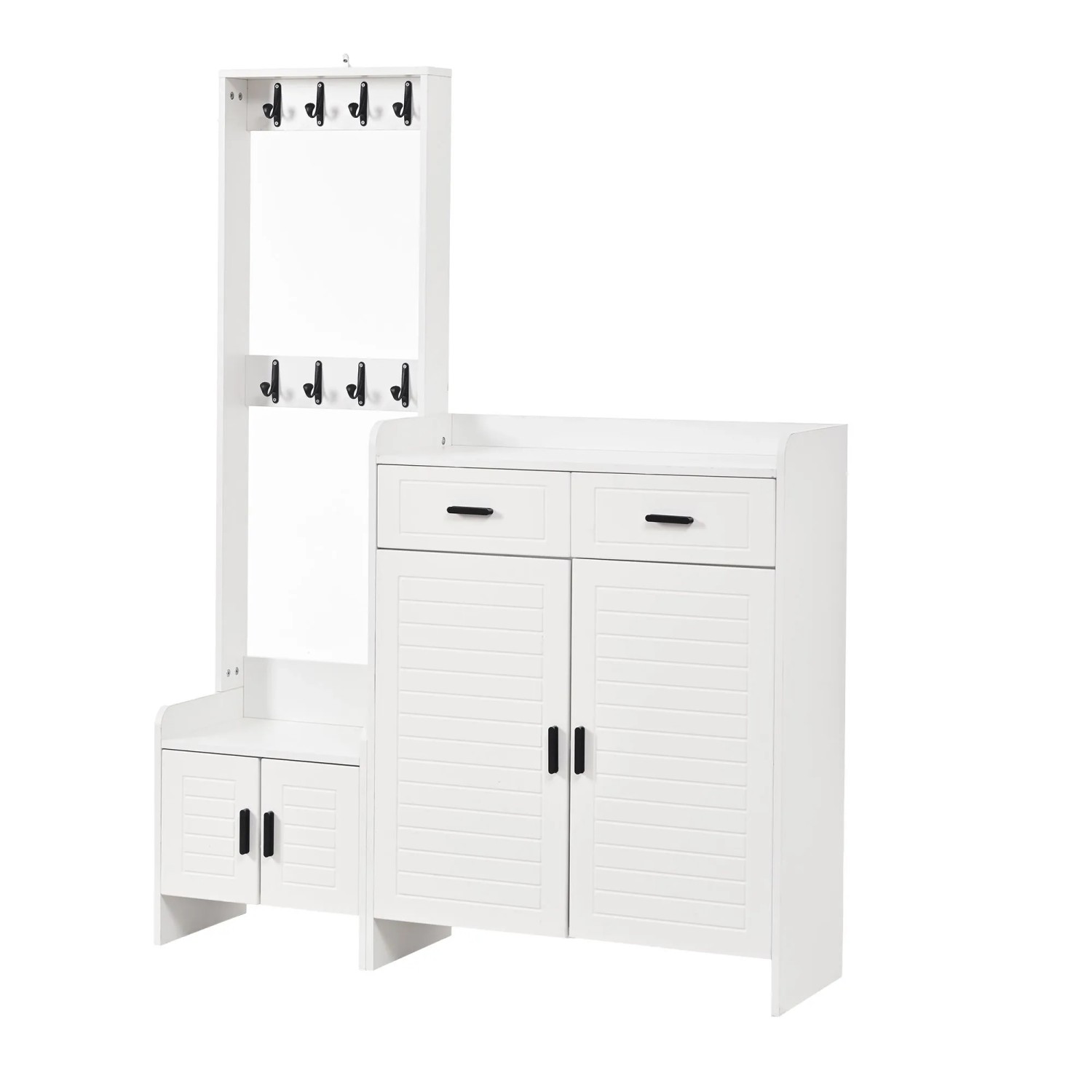 Merax Garderoben Set 125x36x165cm Schuhbank Weiß
