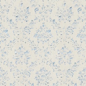 Bricoflor Vliestapete mit blau-weißem Metallic-Barockmuster für Schlafzimmer.