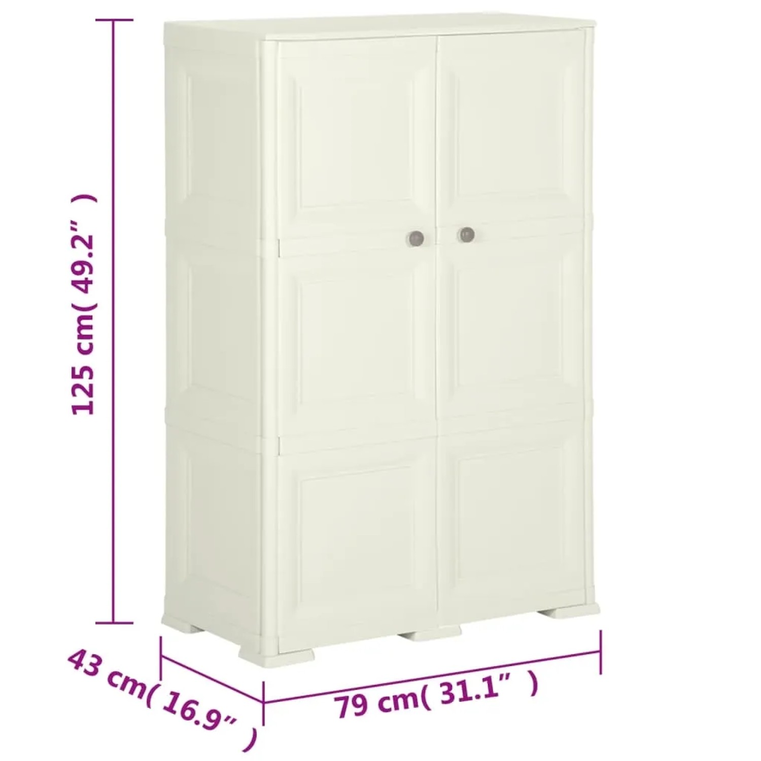 vidaXL Büroschrank, Kunststoff, Holzdesign Vanilleeis, 79x43x125 cm.