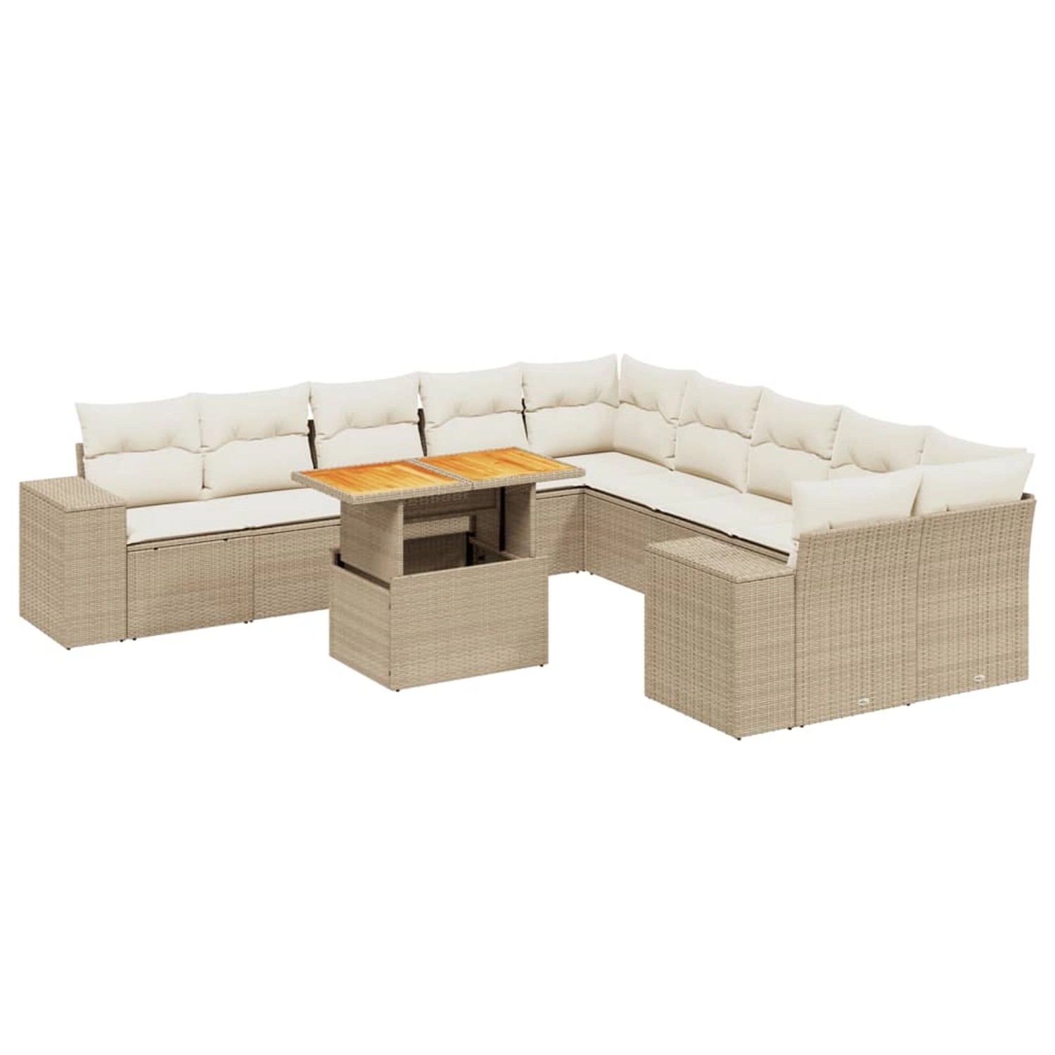 vidaXL 11-tlg Garten-Sofagarnitur mit Kissen Beige Poly Rattan Modell 186 günstig online kaufen