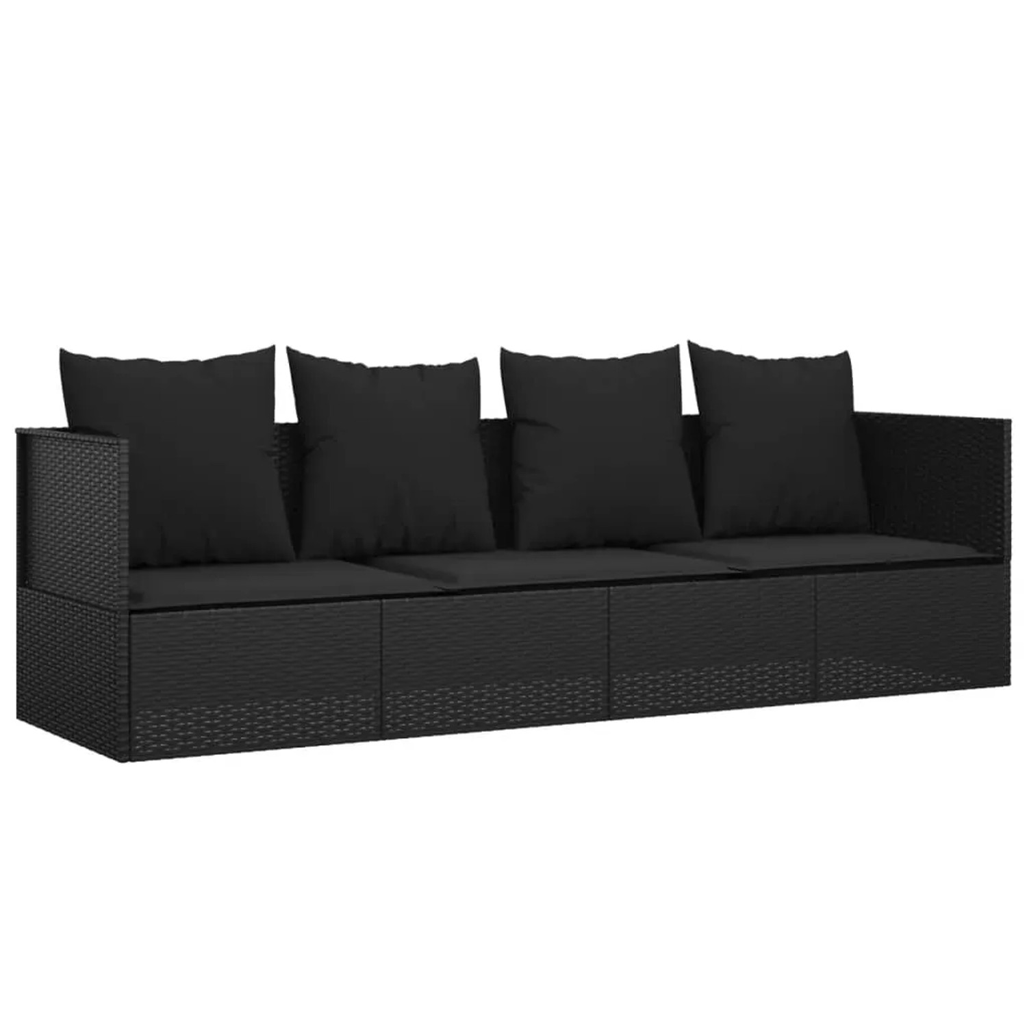 furnicato Outdoor-Loungebett mit Kissen Schwarz Poly Rattan